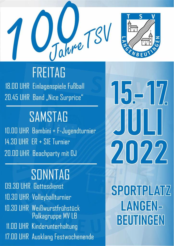 Programm 100 Jahre TSV